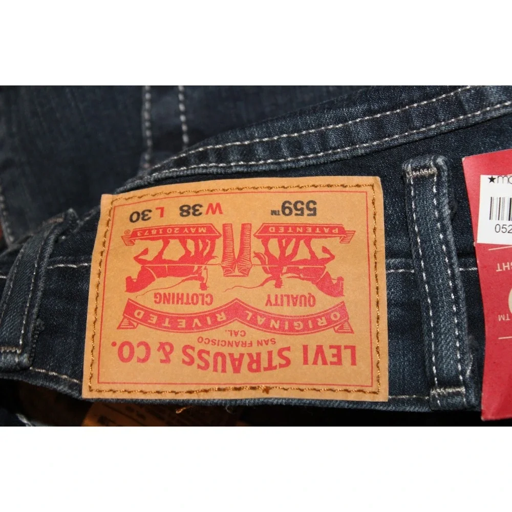 Levis 559 Jeans Mens 38x30 Blue Denim Relaxed Fit Straight Leg Dark Stone Wash